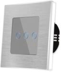 Luxion Intrerupator Triplu cu Touch din Sticla si Rama de Aluminiu LUXION, 500W, Gri, LX-ST-301A-GY (LX-ST-301A-GY)