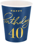 PartyPal Papírpohár 40-es számmal, 220ml 6db, Elegáns kék (LUFI955712)