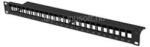Lanberg Üres patch panel 24 port 1U 19" tehermentesítővel, fekete (PPKS-1024-B) (PPKS-1024-B)