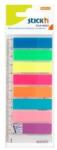 Hopax Stick index plastic transp. color 45 x 12 mm, 8 x 25 file/set + rigla, Stick'n - 8 culori neon (HO-21345)