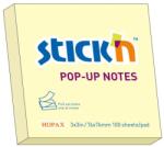 Hopax Notes autoadeziv 76 x 76 mm, 100 file, Stick'n Pop-up - galben pastel (HO-21395)