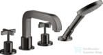 Hansgrohe AXOR CITTERIO 4 üléses peremre szerelhető kádtöltő csaptelep zuhanyszettel, polírozott fekete króm 39453330 (39453330)