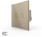 Livolo Intrerupator Dublu cu Touch LIVOLO din Sticla - Protocol ZigBee EC, Auriu, VL-FC2Z2-2G-2A (VL-FC2Z2-2G-2A)