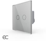 Livolo Intrerupator Dublu cu Touch LIVOLO din Sticla - Protocol ZigBee EC, Gri, VL-FC2Z2-2G-2I (VL-FC2Z2-2G-2I)