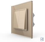 Livolo Intrerupator Dublu Mecanic Cap Cruce LIVOLO cu Rama din Sticla - Serie Noua, Auriu, VL-2FCMM10A-A (VL-2FCMM10A-A)