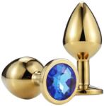 Guilty Toys Medium Anal Plug Metallic Buttplug, Gold/Dark Blue