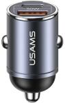 USAMS töltő 1xUSB+1xUSB-C C38 30W PD gyorstöltő integrált acélgyűrűvel CC206CC01 (US-CC206)