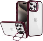 Tel Protect kitámasztó tok + kameraüveg (lencsével) iPhone 15 burgundi