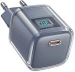 ACEFAST A53 PD 30W GaN USB-C hálózati töltő kijelzővel - szürke