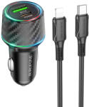 BOROFONE autós töltő BZ21 Brilliant USB + Type C QC 3.0 PD 48W + Type C - Lightning kábel fekete