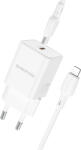 BOROFONE Safety BN13 GaN hálózati töltő adapter Type C PD 30W + Type C - Lightning kábel fehér
