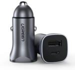 UGREEN gyors autós töltő USB-A / USB-C 30W PD PPS szürke (CD130)