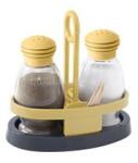 SOLMAZER IRIS Sand üveg fűszerszóró szett tartóval, 2 darabos, 2*95ml, homokszínű (122020-582) (122020-582)