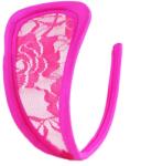 STD Invisible Strapless C-String Transparent Floral Lace Pink