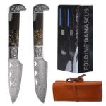 HARAHU CO-32811 2x Damaszk outdoor összecsukható kés - Arany KP32811