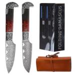 HARAHU COLUMBIA Twin 2x Damaszk outdoor összecsukható kés-Piros KP32809