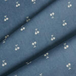 Takoy Vékony farmer anyag/ jeans 120g sötétkék cseresznye mintás nyomattal