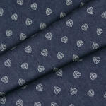 Takoy Vékony farmer anyag/ jeans 120g sötétkék levélmintás nyomattal