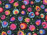  Pamut anyag folklór - fekete - kis kanavára (40 x 50 cm) (01232)