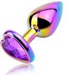 Guilty Toys Anal Plug Rainbow Buttplug Large, Heart Shape, Purple Crystal