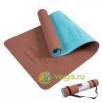 OMDASHI Saltea Yoga 2 in 1 Reversibila Inscriptionata cu Posturi Yoga Sun Salutation Flow 183cmx61cmx0.6cm