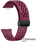  Okosóra sportszíj - BORDÓ - szilikon, légáteresztő, mágneses speciális csatos, 88mm+119mm hosszú - HUAWEI Watch Fit 3