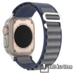 DUX DUCIS GS okosóra Alpesi szíj - SÖTÉTKÉK - 255mm hosszú, egybe­szőtt szövet­, Z kapocs, légáteresztő, állítható - APPLE Watch Series 1/2/3 42mm / 4/5/6/SE 44mm / 7/8/9 45mm / Ultra / Ultra 2 49mm