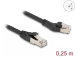 Delock Cablu de retea RJ45 Cat. 8.1 S/FTP drept/unghi 45 grade stanga 0.25m Negru, Delock 80734 (80734)