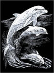  Képkarcoló készlet karctűvel - 20x25 cm - Ezüst - Delfinek