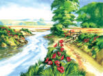  Kifestő készlet számokkal, ecsettel, felnőtteknek - 30x40 cm - Pipacsos rét