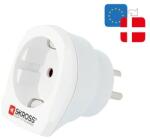 SKROSS Adaptor pentru priză de rețea SKROSS (240V, EU2 pin - DK, împământat, încărcător de călătorie) FEHÉR 1.500232-E (1.500232-E)