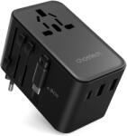 Choetech USB-C2+USB-A2 (45W, negru, călătorie, cu cablu USB-C, US, UK, EU, AU), încărcător