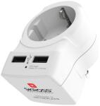 SKROSS încărcător de călătorie 2 prize USB (250V/2.4A, EU2 pin - SUA, împământat) ALB 1.500281 (1.500281)