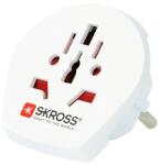SKROSS adaptor priză de rețea (240V / 16000mA, IT, US, UK, CH, CN - EU2 PIN, EU3 împământat, încărcător de călătorie) ALB (1.500211-E)