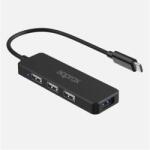 Approx USB HUB - HUB 4in1 Type-C (3db USB2.0, 1db USB3.0) Fekete APPC48V2 (APPC48V2)