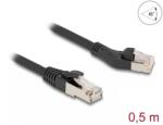 Delock Cablu de retea RJ45 Cat. 8.1 S/FTP drept/unghi 45 grade stanga 0.5m Negru, Delock 80749 (80749)