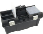 N2 cutie de scule, plastic, aluminiu, cu tavă, negru, blocabilă; 20", 525x255x245mm, cu organizator deasupra (5901238221555) (5901238221555)