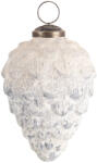 Clayre & Eef Set 12 globuri brad Craciun sticla alba gri 7x10 cm (6GL3188)