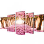 VidaXL Set tablouri de pânză cireși în floare 200 x 100 cm (241575)