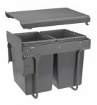 GTV Cos gunoi pentru bucatarie incorporabil, 400, 2X20L, soft-close, extractie totala, gri antracit (PB-45-MF002X20-60A) Cos de gunoi