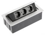 GTV Priza incorporabila in blat GTV 3xSCHUKO, IP20, aluminiu (AE-PBSC3GS-53N)