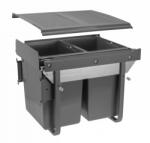 GTV Cos gunoi incorporabil PRACTI ECO, 450, 2X20L, soft-close, extractie totala, gri antracit (PB-45-MF2X20-60A) Cos de gunoi
