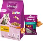 Whiskas Hrană uscată pentru pisoi Junior cu pui 14kg+WHISKAS Energie și vitalitate 45g