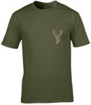 TOP Munkavédelmi Póló TOP_PR_H_EMB_DEER L-es khaki, hímzett szarvasfej minta, kereknyakú, 100% pamut (TOP_PR_H_EMB_DEER-L)