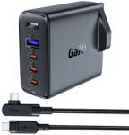 ACEFAST Gyors töltő GaN UK 100W Power Delivery 3x USB C 1x USB - fekete