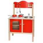 Viga Toys Bucatarie din lemn pentru copii (Rosu) (VIG50384) Bucatarie copii