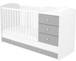 Hubners Patut copii transformabil din lemn cu 4 sertare Hubners Patrik Kombi 120x60 cm alb grafit (PTH4SPKAG) - ookee