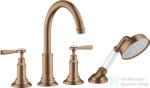 Hansgrohe AXOR MONTREUX 4 üléses peremre szerelhető kádtöltő csaptelep, szálcsiszolt vörös arany hatású 16550310 (16550310)