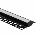 Ecolight Alumínium profil, felületre szerelt, Fekete, LED-hez, KARTON / GIPSZ lapokhoz, 2m, Opal diffúzorral és Ecolight végzárókkal (ECOPRO0330M)
