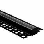 Ecolight Alumínium profil, felületre szerelt, Fekete, LED-hez, KARTON / GIPSZkarton lapokhoz, 2 m, átlátszó lámpabúrával és Ecolight végzárókkal (ECOPRO0330P)